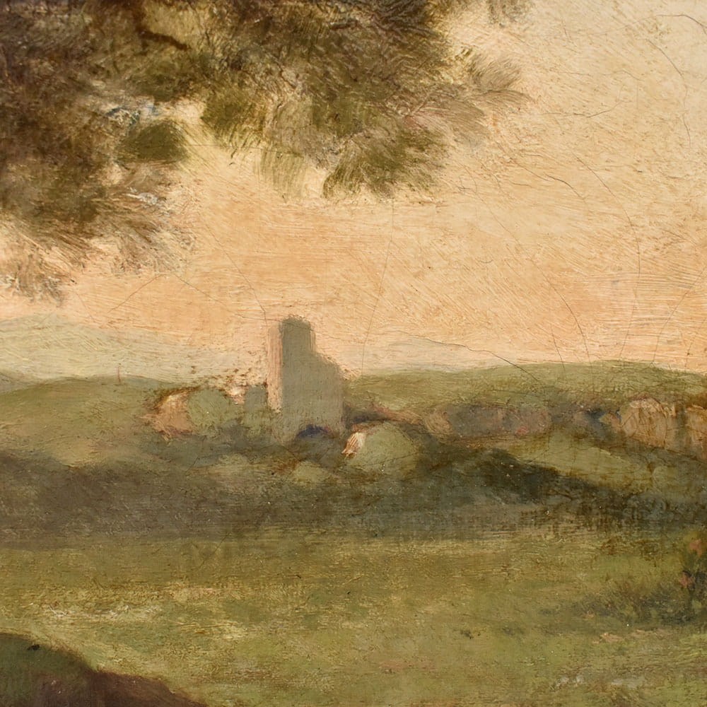 QP777 8a antique oil painting landscape natural painting XIX